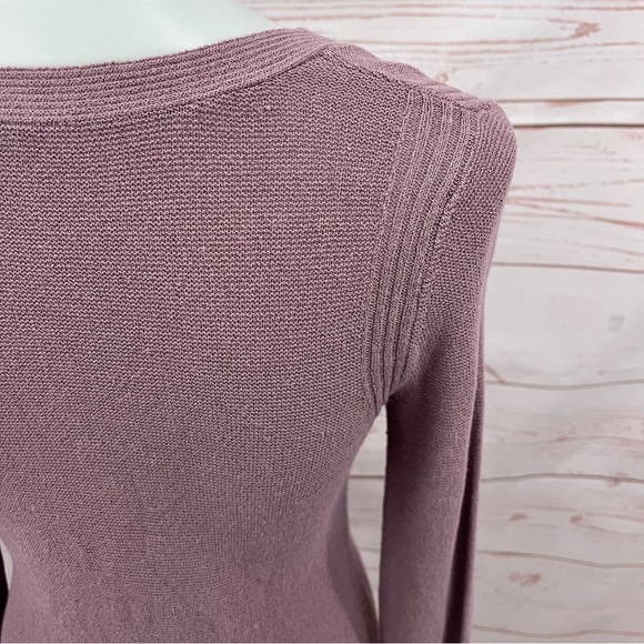 Free People Boho Dusty Mauve Criss Cross V-neckline Tunic Sweater - Picture 8 of 12